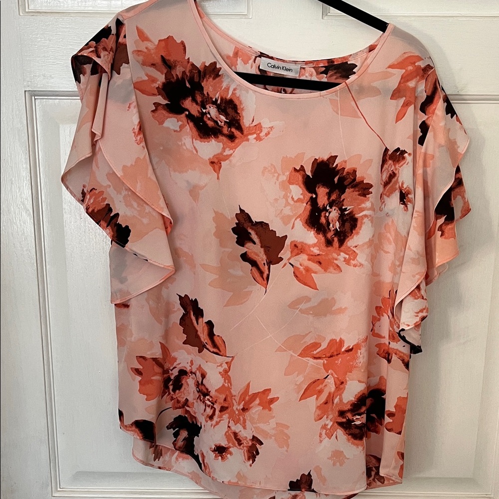 Calvin Klein Women's Pink Floral Blouse